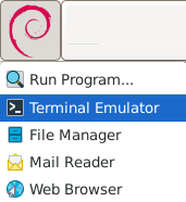 Debian menu -> Terminal emulator