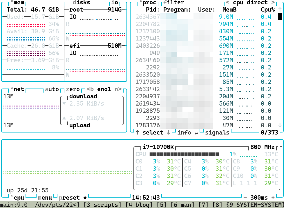 btop: a fancy version of top